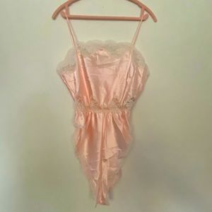 Pink Vintage Satin & Lace Teddy